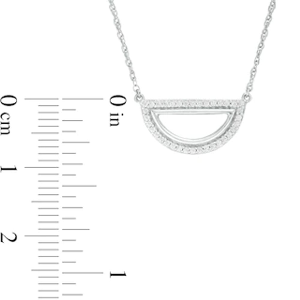 0.115 CT. T.W. Diamond Open Half Circle Necklace in Sterling Silver|Peoples Jewellers