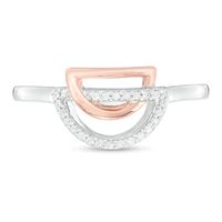 0.085 CT. T.W. Diamond Interlocking Half Circles Ring in Sterling Silver and 10K Rose Gold|Peoples Jewellers