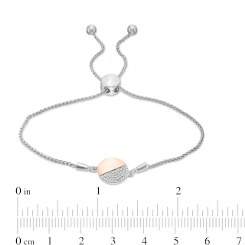 0.065 CT. T.W. Diamond Half Circle Bolo Bracelet in Sterling Silver and 10K Rose Gold - 9.5"|Peoples Jewellers