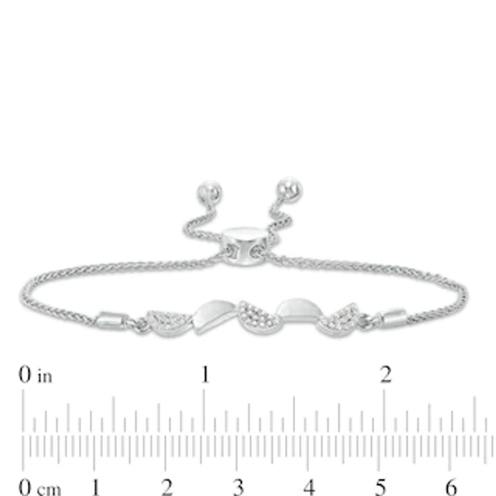 0.14 CT. T.W. Diamond Alternating Half Circles Bolo Bracelet in Sterling Silver - 9.5"|Peoples Jewellers