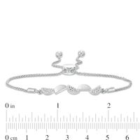 0.14 CT. T.W. Diamond Alternating Half Circles Bolo Bracelet in Sterling Silver - 9.5"|Peoples Jewellers