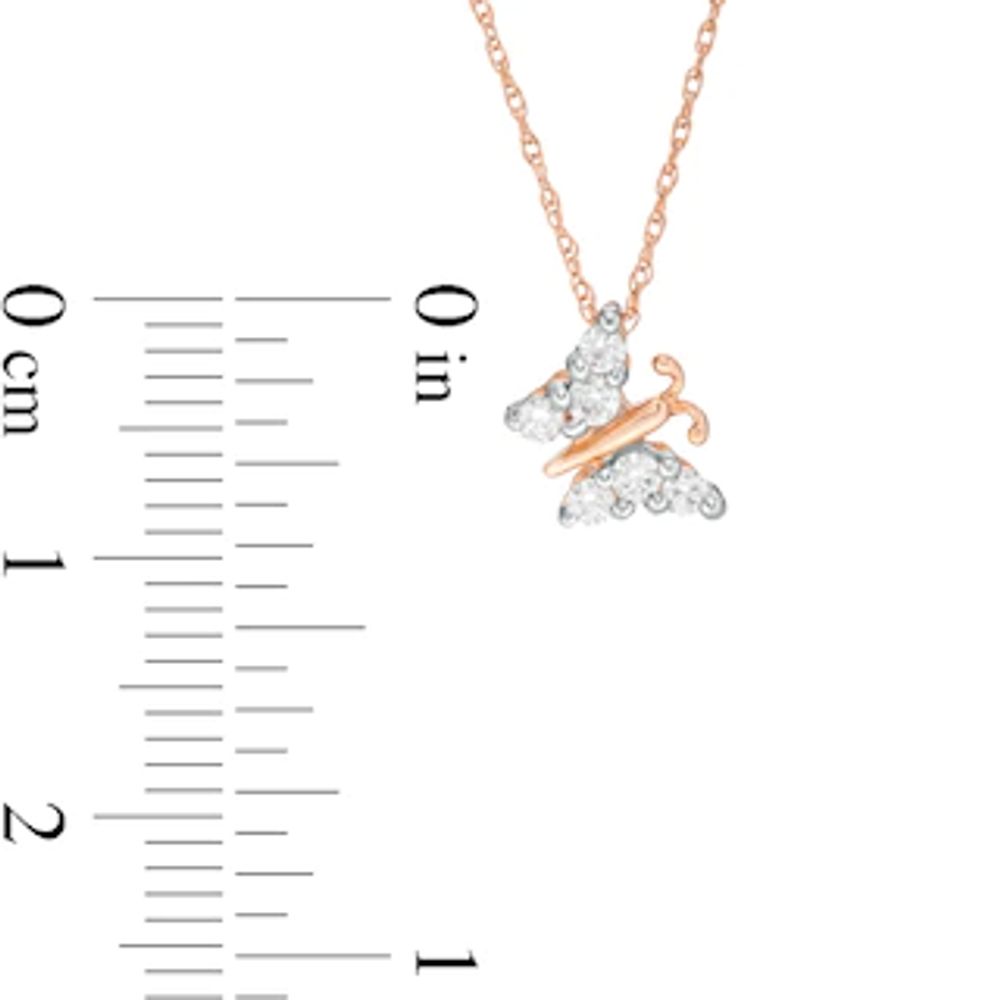 0.18 CT. T.W. Composite Diamond Tilted Butterfly Pendant in 10K Rose Gold|Peoples Jewellers