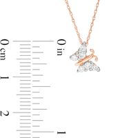 0.18 CT. T.W. Composite Diamond Tilted Butterfly Pendant in 10K Rose Gold|Peoples Jewellers