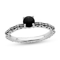 Stackable Expressions™ 5.0mm Black Agate Stack Ring in Sterling Silver|Peoples Jewellers