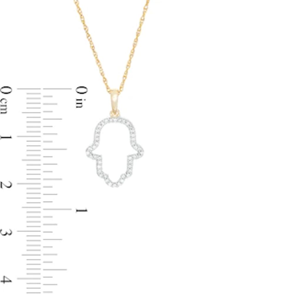 0.088 CT. T.W. Diamond Hamsa Outline Pendant in 10K Gold|Peoples Jewellers