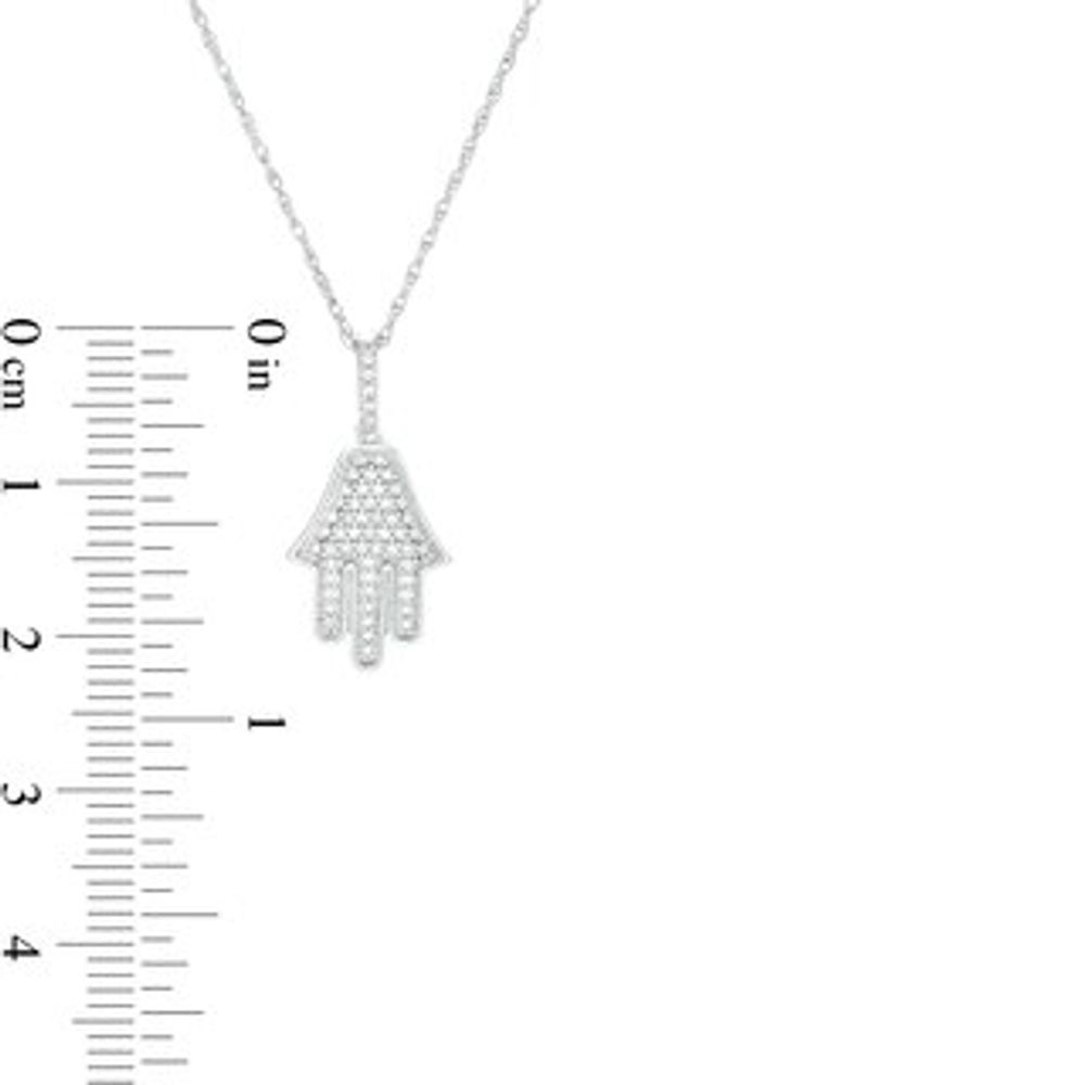 0.085 CT. T.W. Composite Diamond Hamsa Pendant in Sterling Silver|Peoples Jewellers