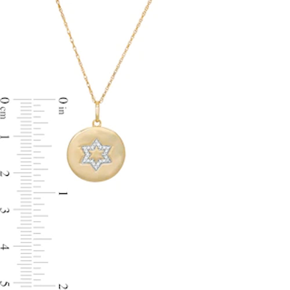 0.066 CT. T.W. Diamond Star of David Disc Pendant in Sterling Silver with 14K Gold Plate|Peoples Jewellers