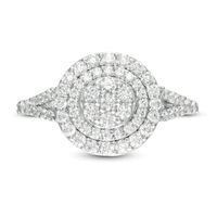 0.95 CT. T.W. Composite Diamond Double Frame Split Shank Engagement Ring in 10K White Gold|Peoples Jewellers