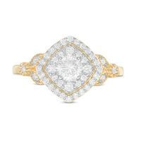 0.69 CT. T.W. Diamond Double Tilted Square Frame Vintage-Style Engagement Ring in 10K Gold|Peoples Jewellers