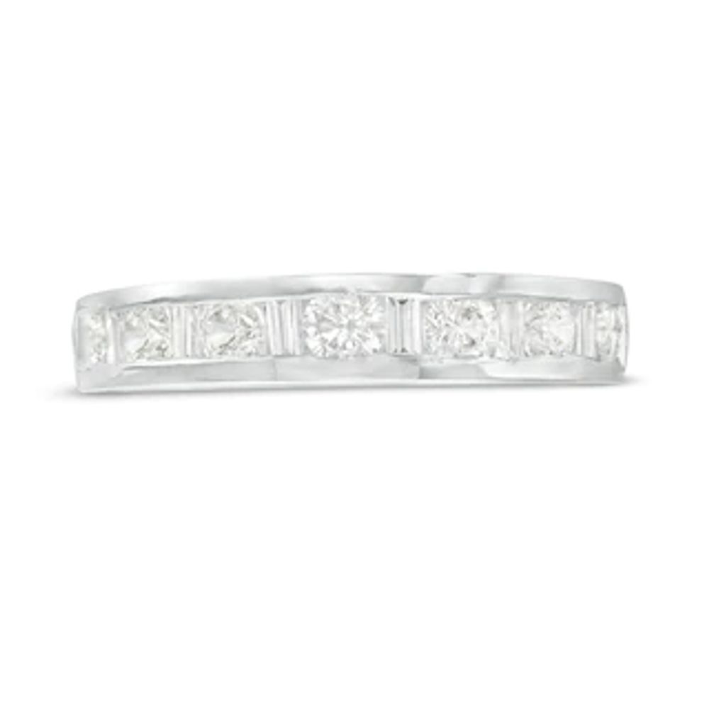 0.85 CT. T.W. Baguette and Round Diamond Alternating Anniversary Band in 10K White Gold|Peoples Jewellers