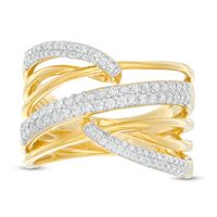 0.45 CT. T.W. Diamond Layered Criss-Cross Ring in 10K Gold|Peoples Jewellers