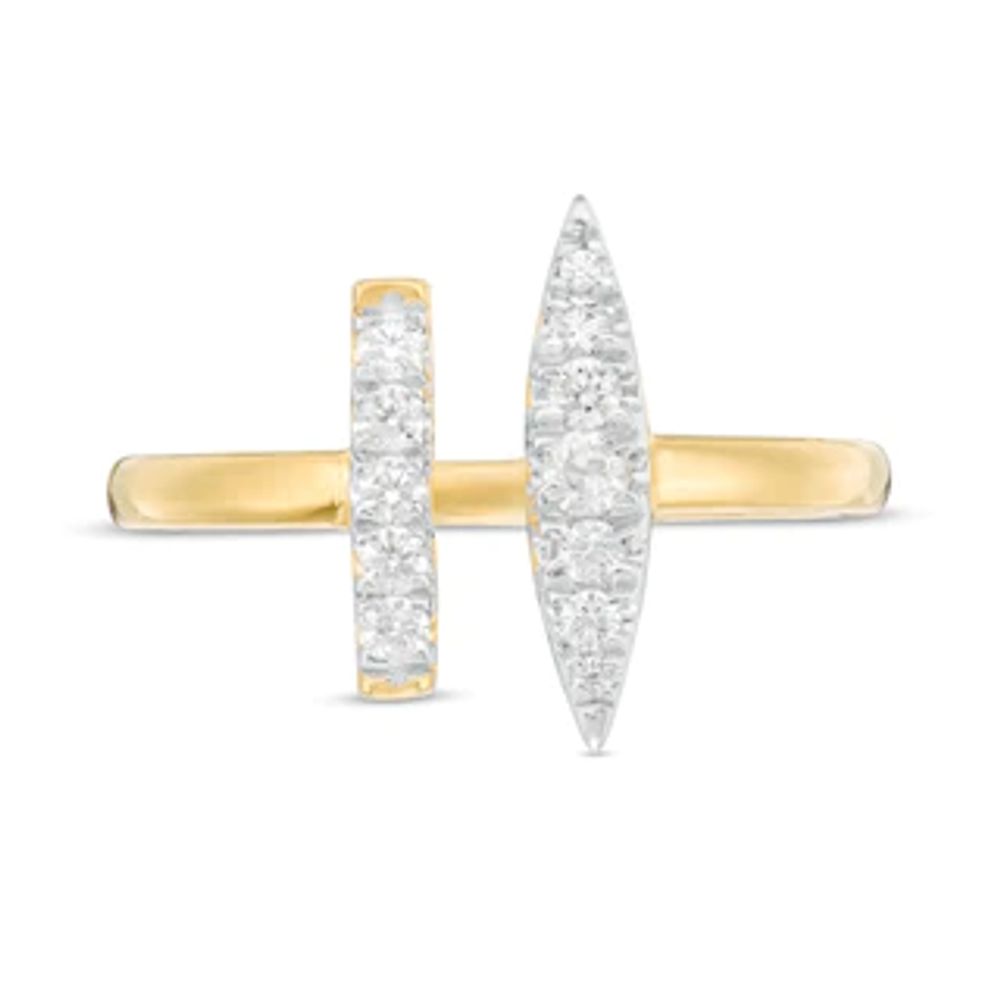 0.23 CT. T.W. Diamond Linear Marquise and Bar Open Shank Ring in 10K Gold|Peoples Jewellers