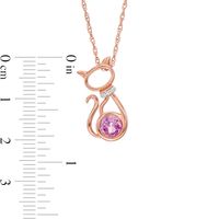 5.0mm Lab-Created Pink and White Sapphire Collar Cat Outline Pendant in Sterling Silver with 14K Rose Gold Plate|Peoples Jewellers