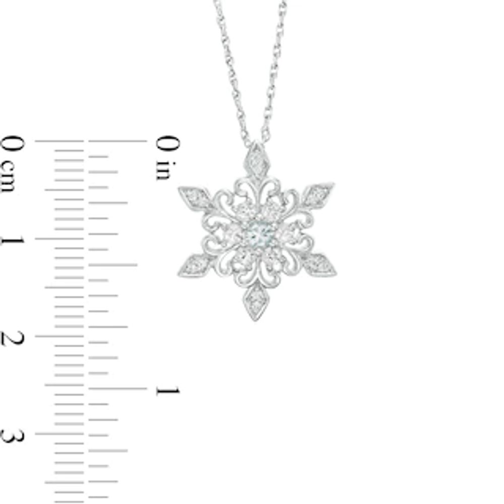 3.0mm Aquamarine and Lab-Created White Sapphire Snowflake Pendant in Sterling Silver|Peoples Jewellers