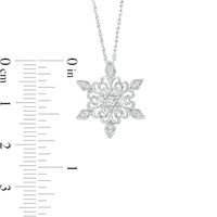 3.0mm Aquamarine and Lab-Created White Sapphire Snowflake Pendant in Sterling Silver|Peoples Jewellers