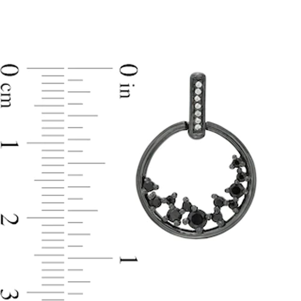 0.45 CT. T.W. Enhanced Black and White Diamond Scatter Circle Drop Earrings in Sterling Silver with Black Rhodium|Peoples Jewellers