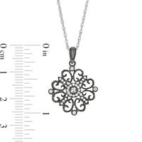 0.145 CT. T.W. Diamond Filigree Flower Pendant in Sterling Silver and Black Rhodium|Peoples Jewellers