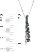 0.45 CT. T.W. Enhanced Black and White Diamond Vertical Bar Scatter Pendant in Sterling Silver and Black Rhodium|Peoples Jewellers