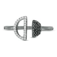 0.145 CT. T.W. Enhanced Black and White Diamond Double Half Circle Open Ring in Sterling Silver with Black Rhodium|Peoples Jewellers