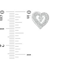 Diamond Accent Beaded Heart Stud Earrings in Sterling Silver|Peoples Jewellers