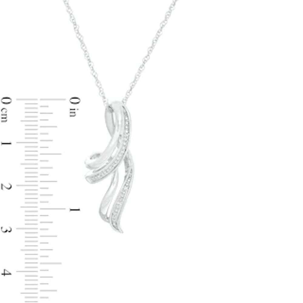 Diamond Accent Looping Ribbon Pendant in Sterling Silver|Peoples Jewellers