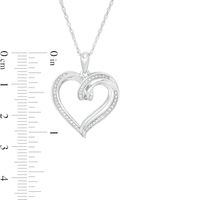 Diamond Accent Double Loop Ribbon Heart Pendant in Sterling Silver|Peoples Jewellers