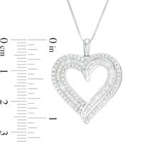 0.95 CT. T.W. Baguette and Round Diamond Double Row Heart Pendant in 10K Gold|Peoples Jewellers