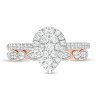 0.45 CT. T.W. Pear-Shaped Multi-Diamond Art Deco Bridal Set in 10K Rose Gold|Peoples Jewellers