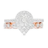 0.95 CT. T.W. Composite Pear-Shaped Diamond Art Deco Bridal Set in 10K Rose Gold|Peoples Jewellers