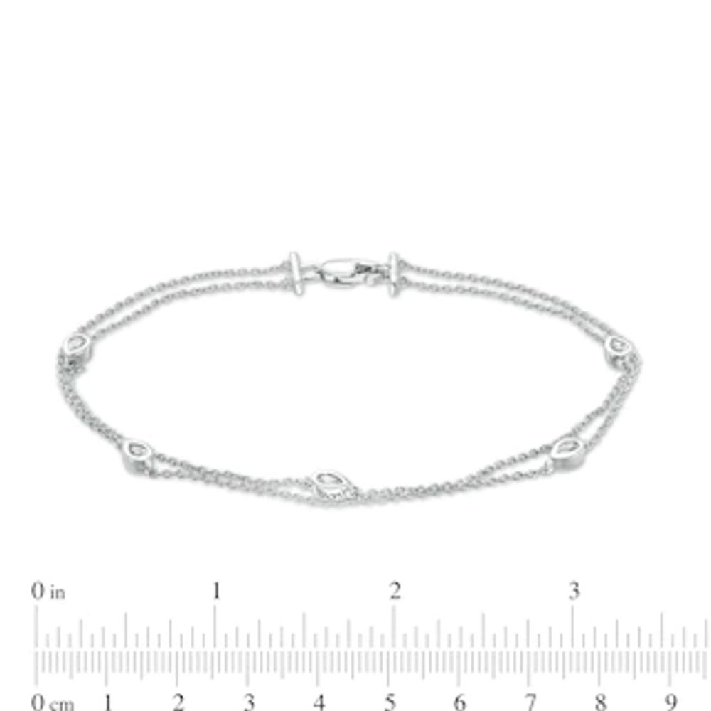 0.23 CT. T.W. Pear-Shaped Diamond Station Double Strand Bracelet in 10K Gold