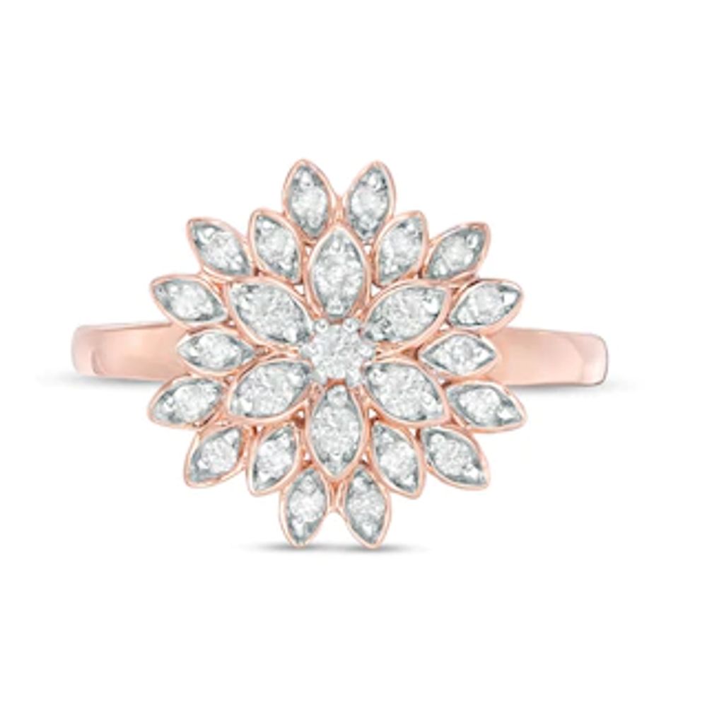 0.37 CT. T.W. Diamond Layered Flower Ring in 10K Rose Gold|Peoples Jewellers