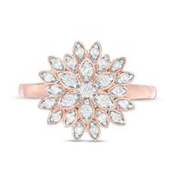 0.37 CT. T.W. Diamond Layered Flower Ring in 10K Rose Gold|Peoples Jewellers