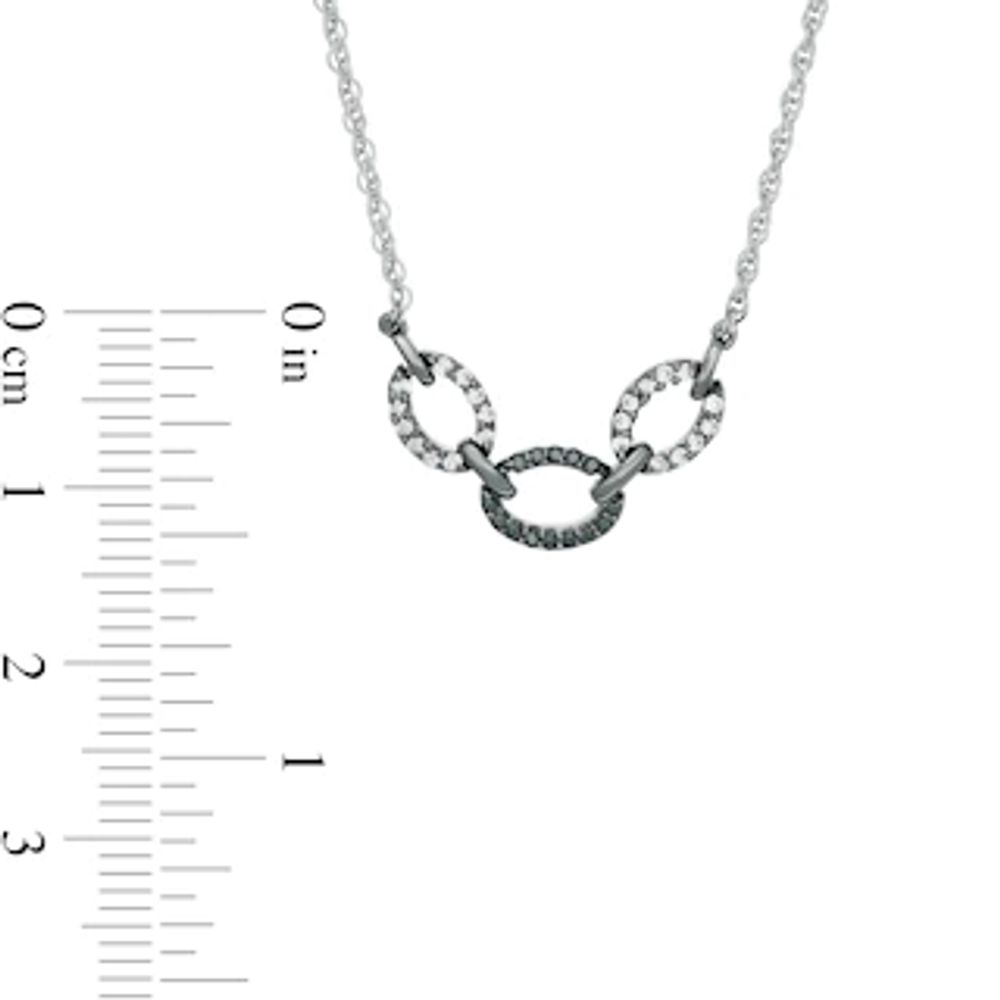 0.18 CT. T.W. Enhanced Black and White Diamond Three Chain Link Necklace in Sterling Silver and Black Rhodium|Peoples Jewellers