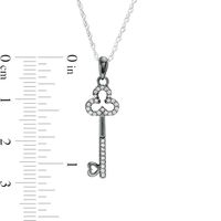 0.117 CT. T.W. Diamond Clover-Top Key with Heart Pendant in Sterling Silver and Black Rhodium|Peoples Jewellers
