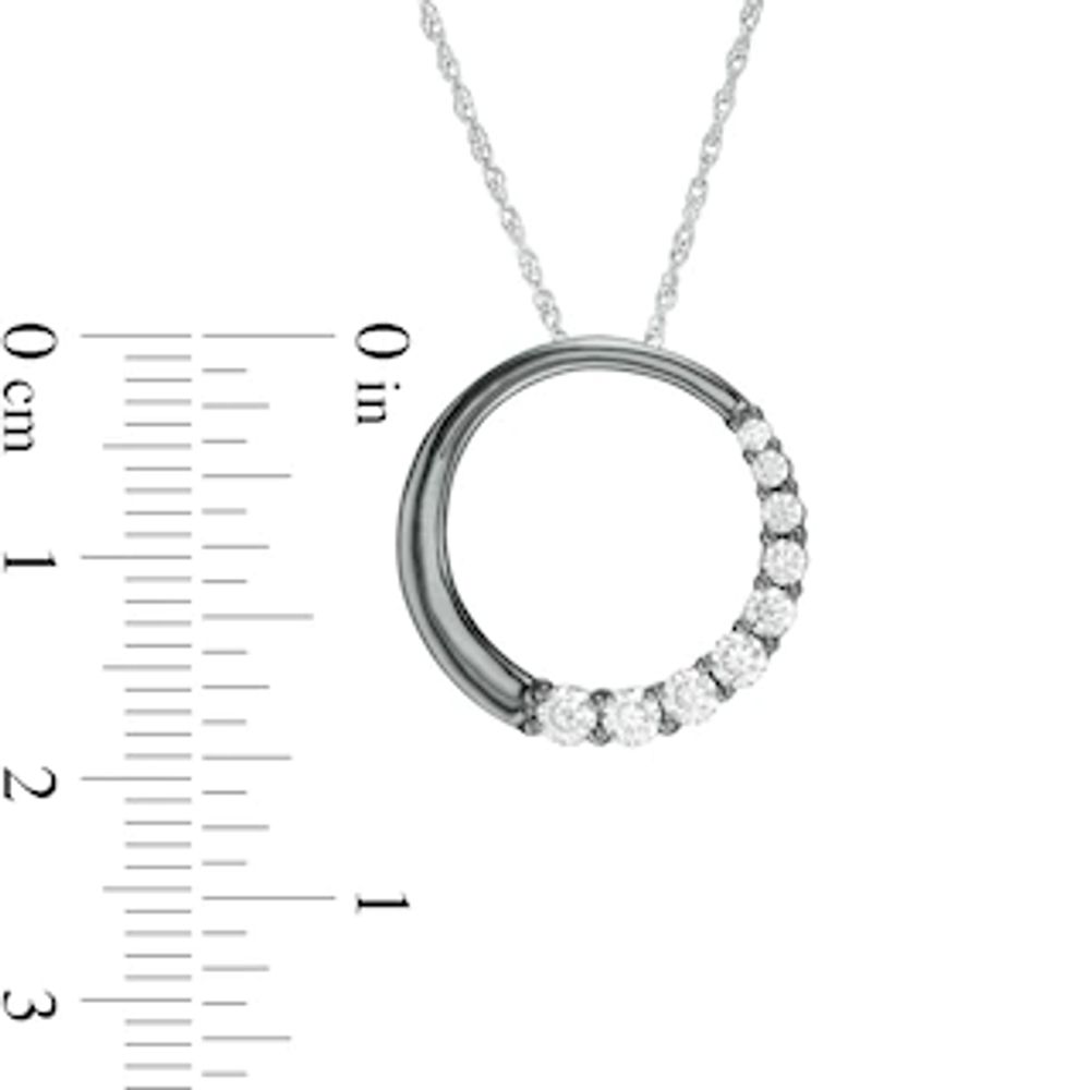 0.45 CT. T.W. Journey Diamond Circle Pendant in 10K White Gold and Black Rhodium|Peoples Jewellers