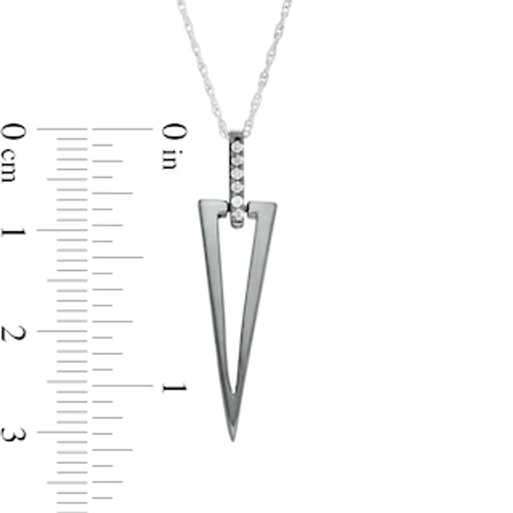 0.04 CT. T.W. Diamond Elongated Triangle Drop Pendant in Sterling Silver and Black Rhodium|Peoples Jewellers