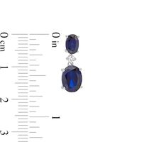 Oval Lab-Created Blue and White Sapphire Accent Double Drop Earrings in Sterling Silver|Peoples Jewellers