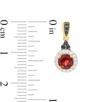 Garnet, Lab-Created White Sapphire and 0.085 CT. T.W. Black Diamond Earrings in Sterling Silver with 14K GP|Peoples Jewellers