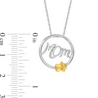 Cursive "Mom" and Paw Print Circle Frame Pendant in Sterling Silver and 10K Gold|Peoples Jewellers