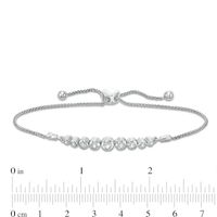 Graduating Bezel-Set Lab-Created White Sapphire Bolo Bracelet in Sterling Silver - 9.5"|Peoples Jewellers