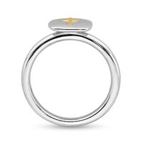 Stackable Expressions™ Diamond Accent Cross Cushion Signet Ring in Sterling Silver and 14K Gold|Peoples Jewellers