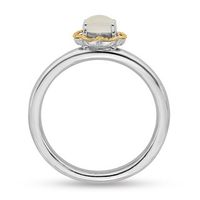 Stackable Expressions™ Oval Moonstone Scallop Frame Ring in Sterling Silver and 14K Gold|Peoples Jewellers