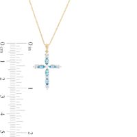 Marquise Swiss Blue Topaz and 0.08 CT. T.W. Diamond Cross Pendant in 10K Gold|Peoples Jewellers