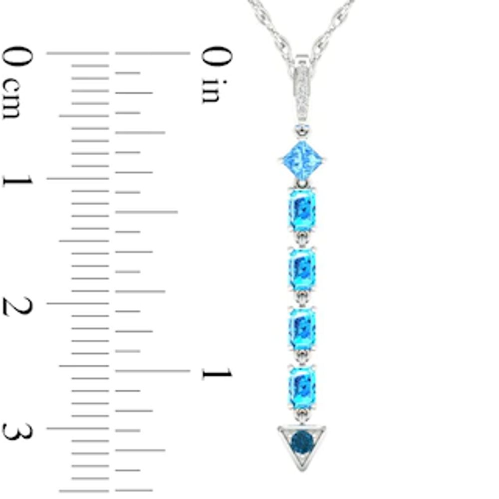 Multi-Shaped Blue Topaz and Diamond Accent Abstract Arrow Pendant in 10K White Gold|Peoples Jewellers