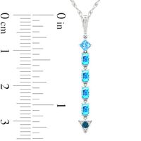 Multi-Shaped Blue Topaz and Diamond Accent Abstract Arrow Pendant in 10K White Gold|Peoples Jewellers