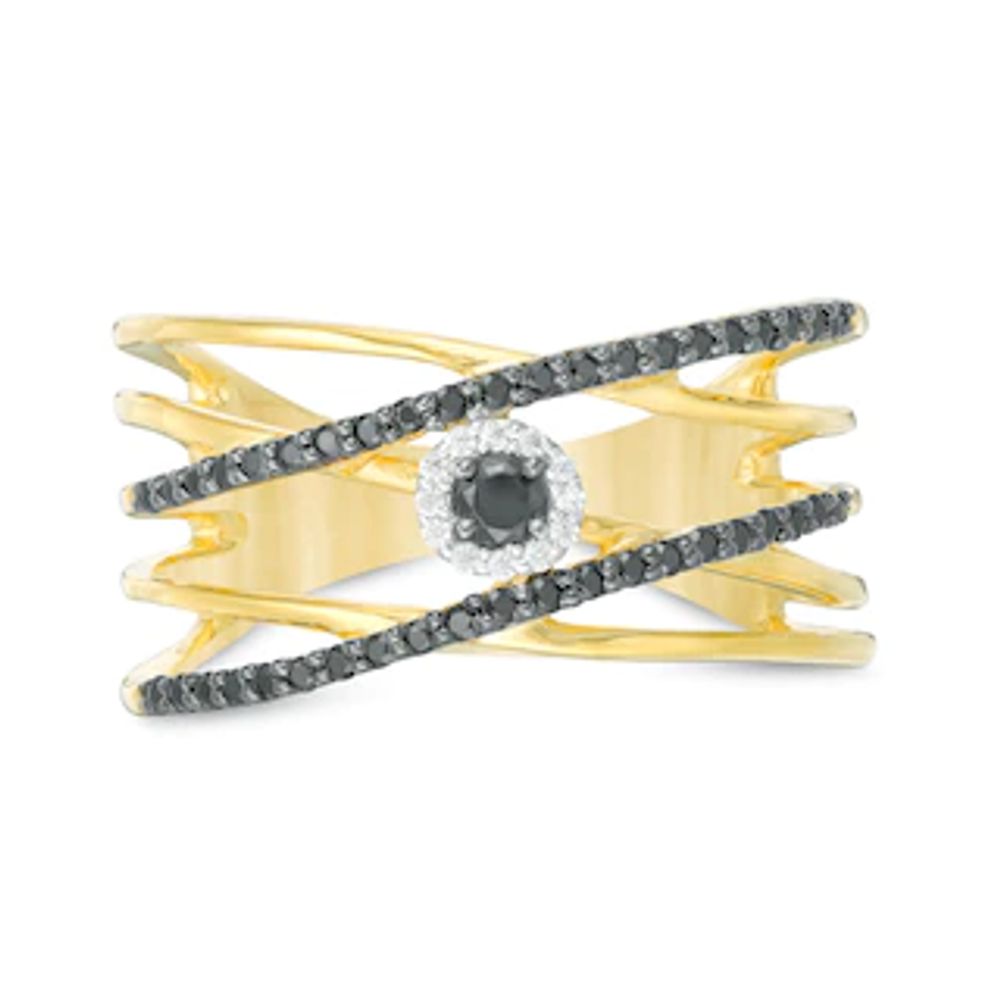 0.29 CT. T.W. Enhanced Black and White Diamond Frame Orbit Ring in 10K Gold|Peoples Jewellers
