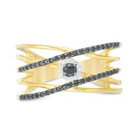 0.29 CT. T.W. Enhanced Black and White Diamond Frame Orbit Ring in 10K Gold|Peoples Jewellers