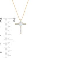 5.0mm Heart-Shaped Lab-Created Opal and 0.05 CT. T.W. Diamond Vintage-Style Cross Pendant in 10K Gold|Peoples Jewellers