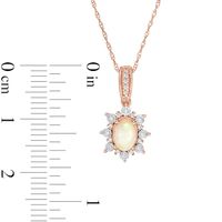 Oval Opal and 0.08 CT. T.W. Diamond Sun Frame Vintage-Style Pendant in 10K Rose Gold|Peoples Jewellers