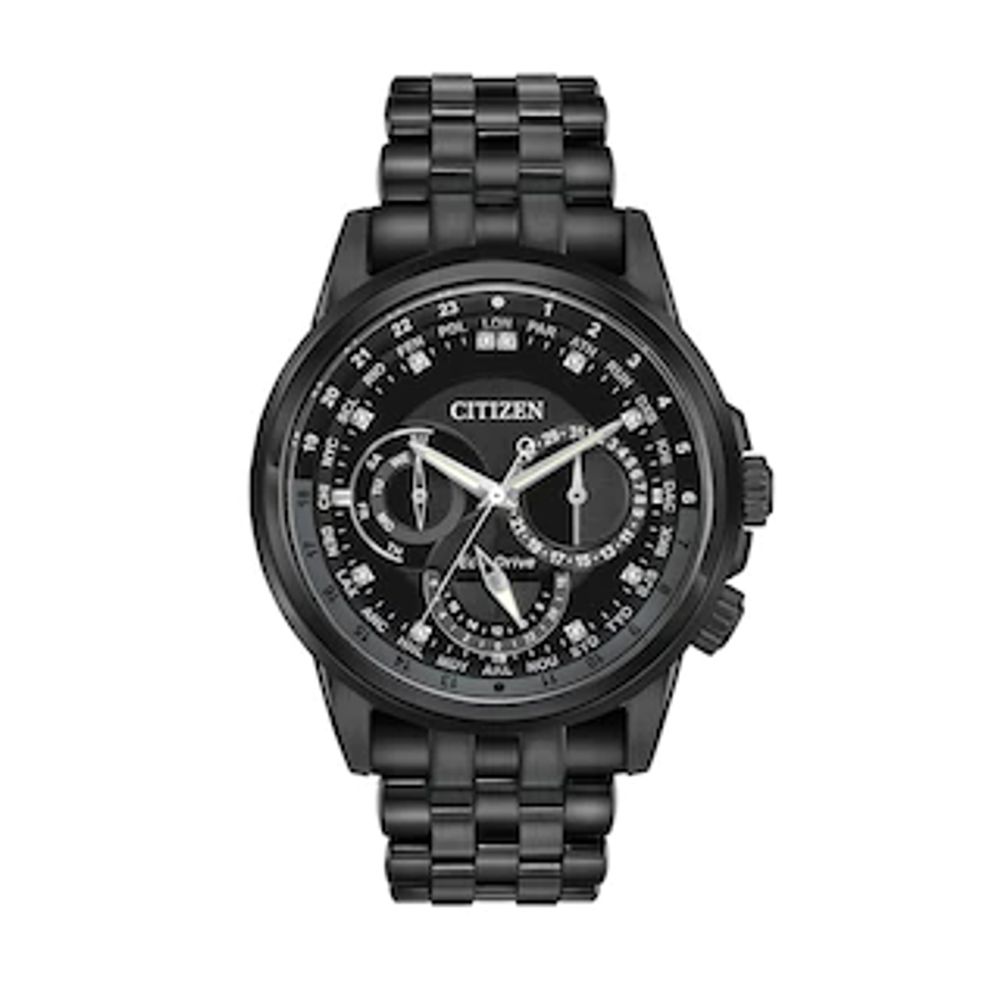 Men's Citizen Eco-Drive® Calendrier Black IP Watch with Black Dial (Model : BU2027-54E)|Peoples Jewellers